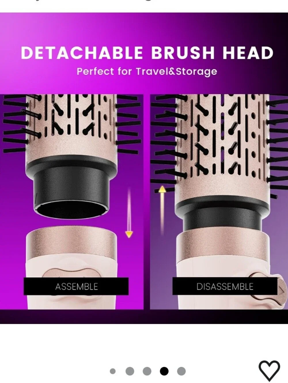 Rotating Blow Dryer Brush with 2 Detachable Brushes